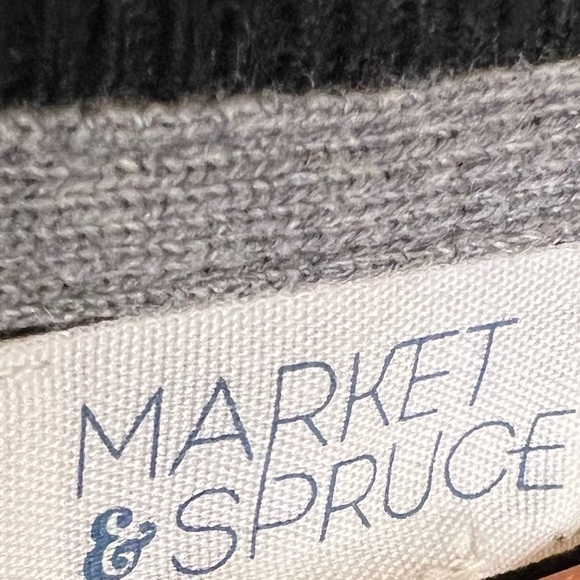 Market & Spruce 3/4 length sleeve black and gray striped sweater S - Picture 4 of 6